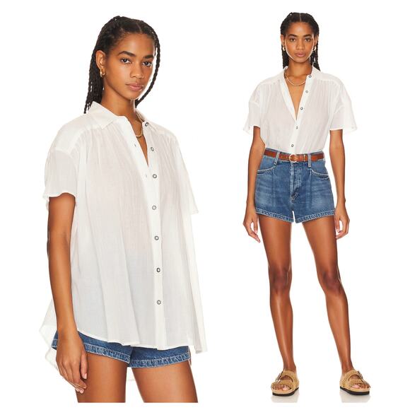 Free People x We The Free Float Away Shirt Size Medium - Picture 4 of 11